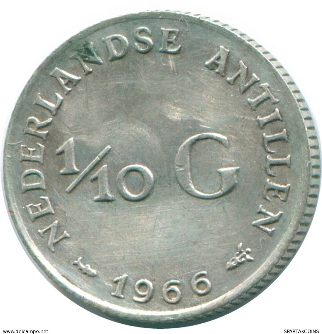 1/10 GULDEN 1966 ANTILLES NÉERLANDAISES ARGENT Colonial Pièce #NL12694.3.F.A - Antilles Néerlandaises