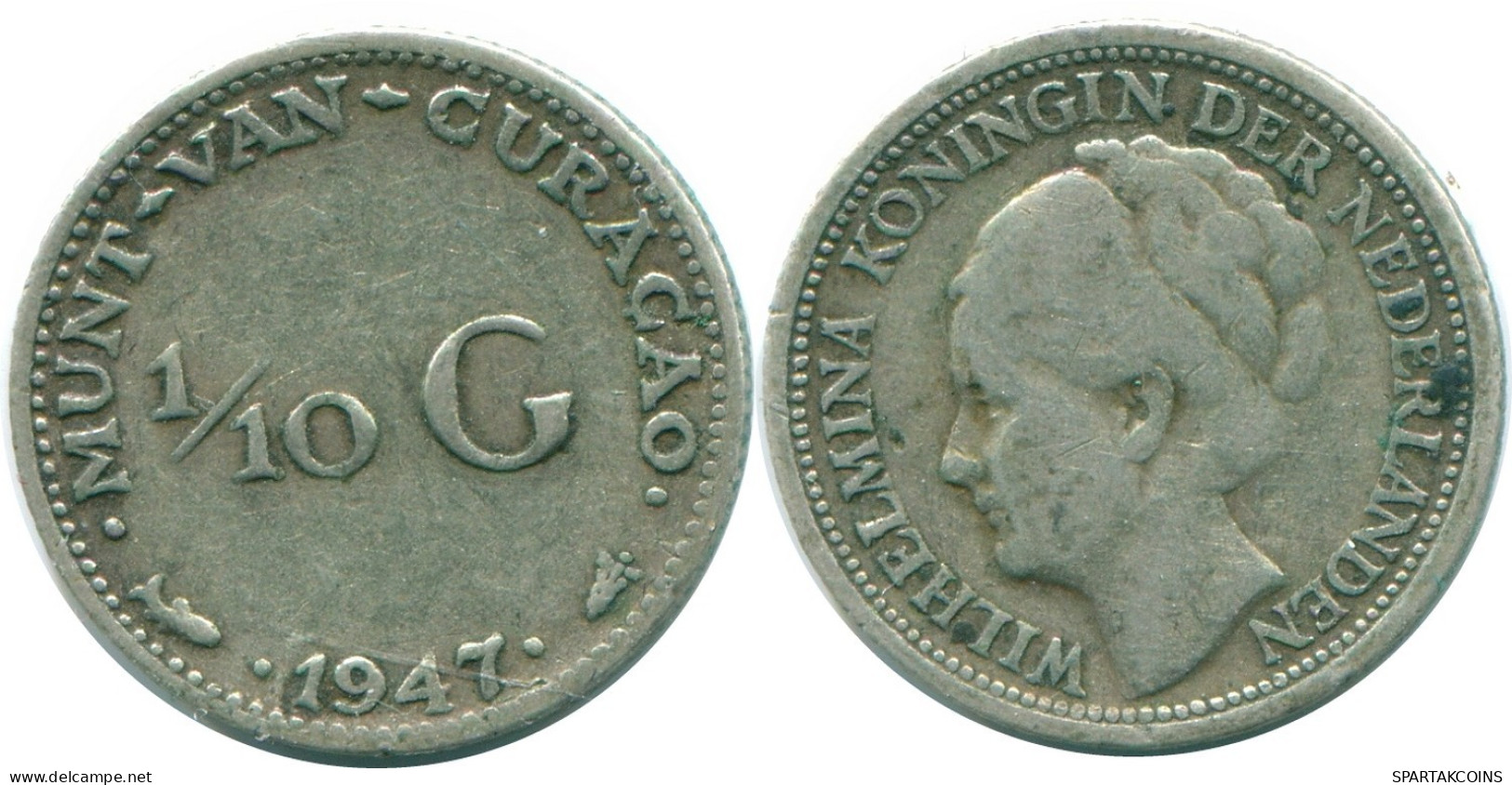 1/10 GULDEN 1947 CURACAO NIEDERLANDE SILBER Koloniale Münze #NL11851.3.D.A - Curaçao