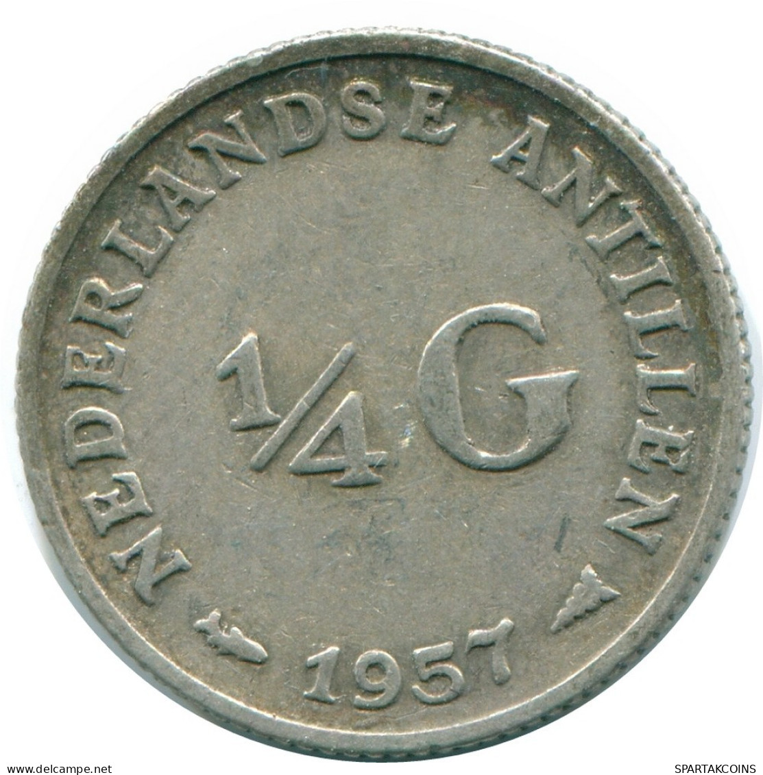1/4 GULDEN 1957 ANTILLAS NEERLANDESAS PLATA Colonial Moneda #NL10991.4.E.A - Antillas Neerlandesas