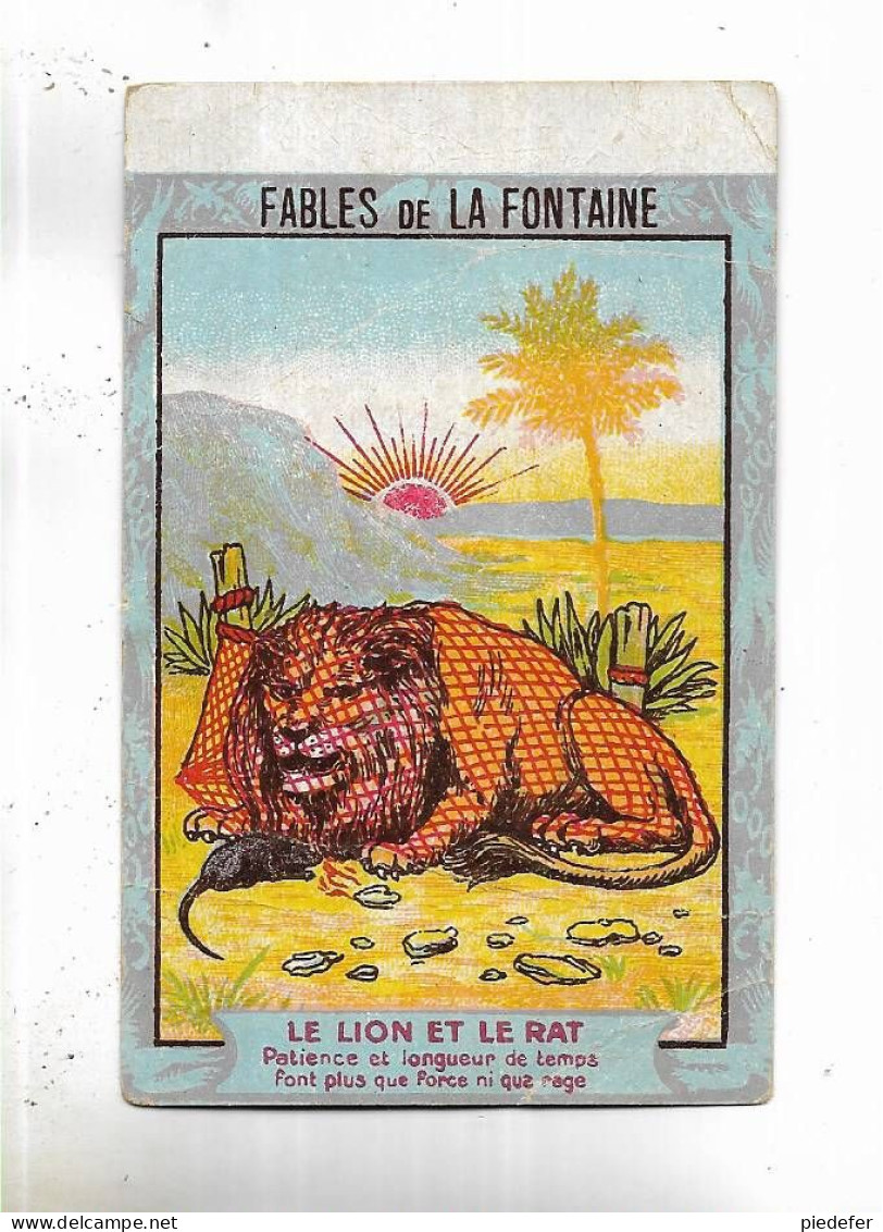 Petite Fiche  Sur Les Fables De LA FONTAINE " Le Lion Et Le Rat " - Texte Au Verso - Tiere