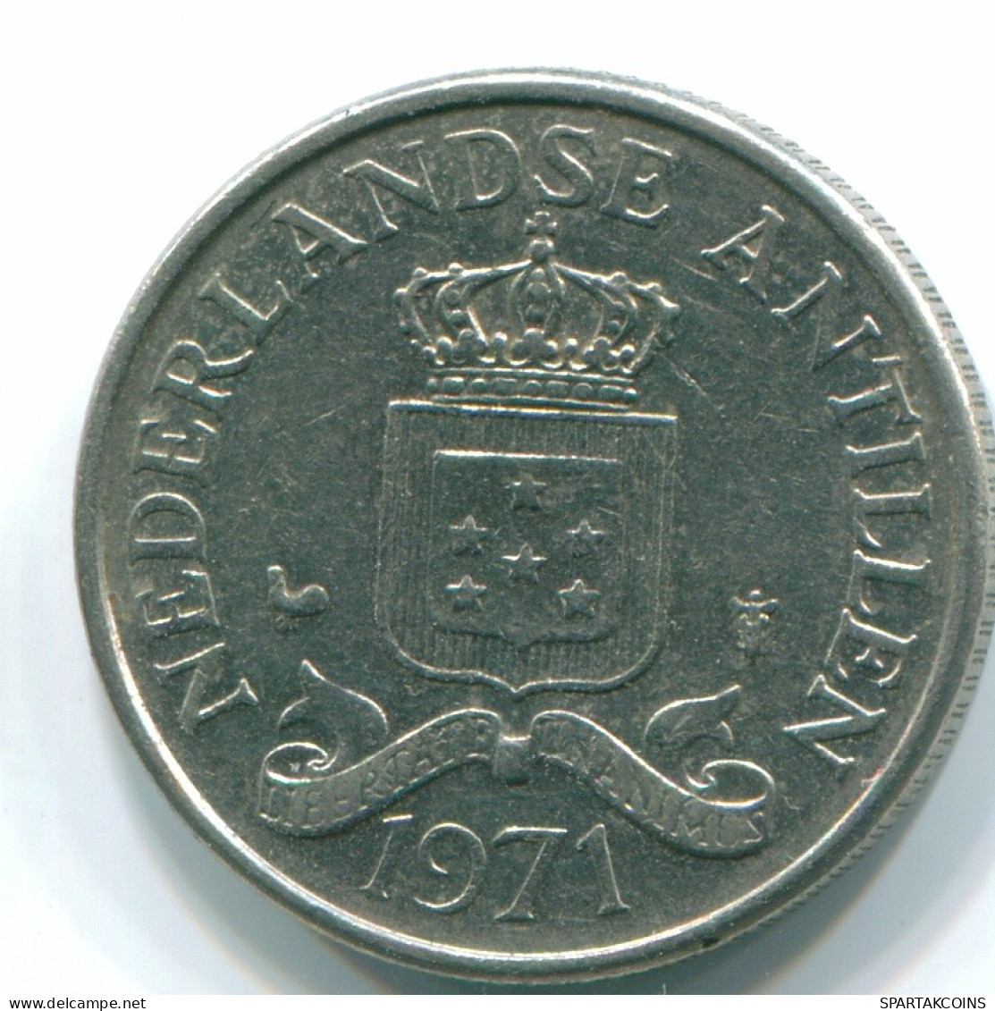 25 CENTS 1971 ANTILLAS NEERLANDESAS Nickel Colonial Moneda #S11497.E.A - Nederlandse Antillen