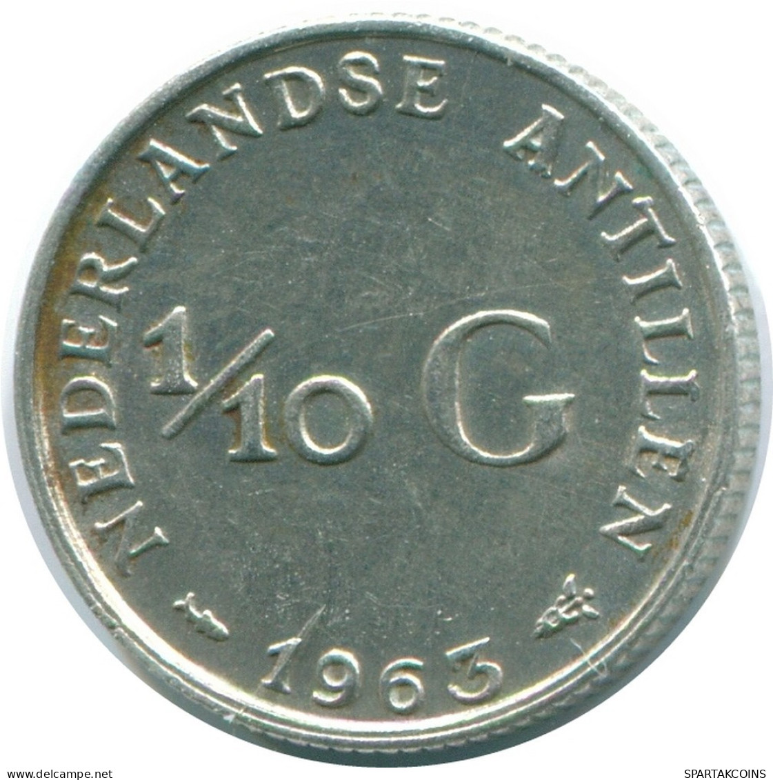 1/10 GULDEN 1963 ANTILLAS NEERLANDESAS PLATA Colonial Moneda #NL12522.3.E.A - Niederländische Antillen