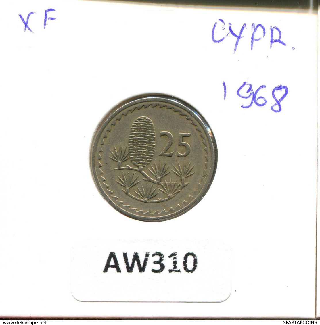 25 MILS 1968 CYPRUS Coin #AW310.U.A - Cipro