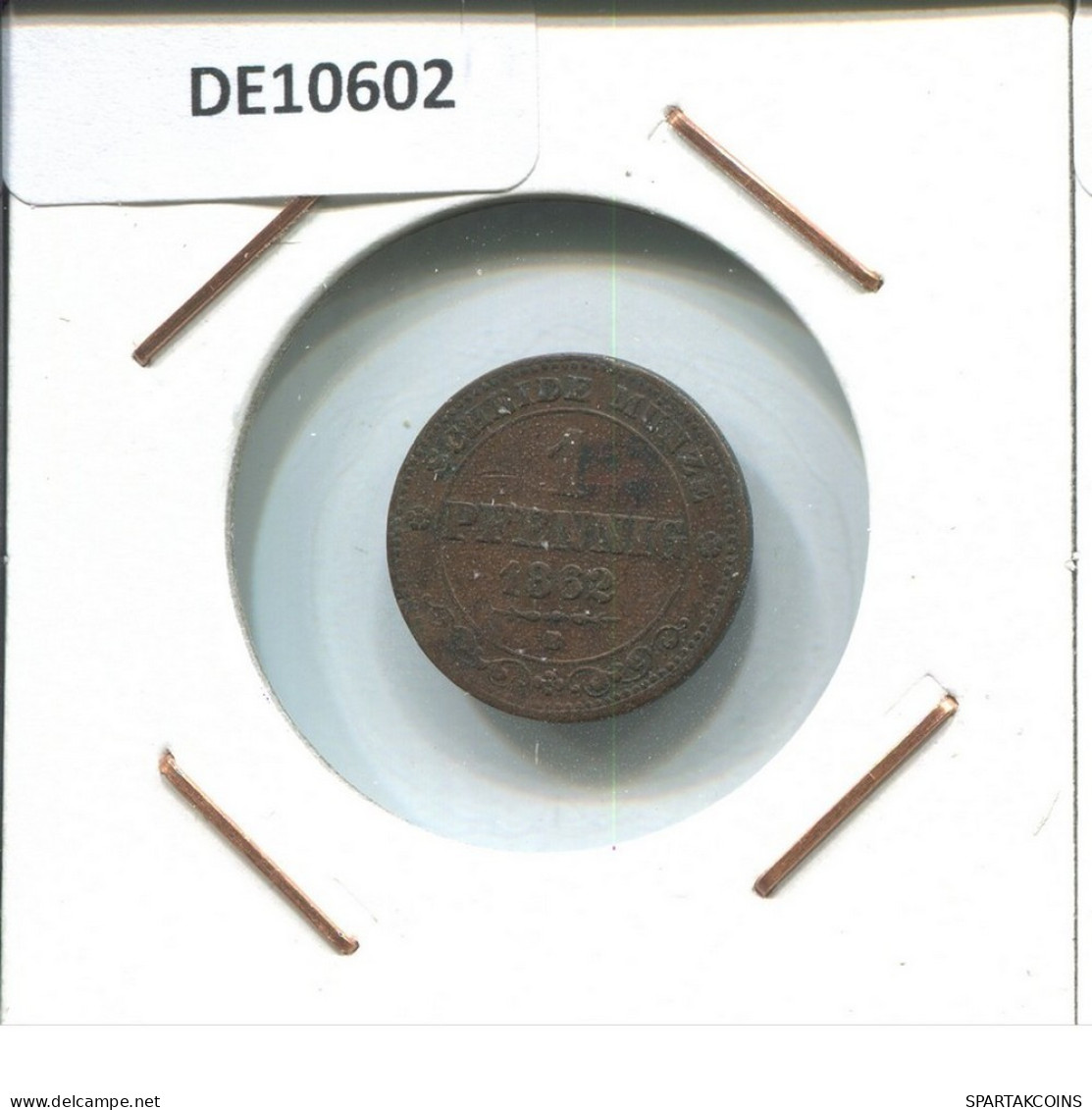 SAXONY 1 PFENNIG 1862 B Dresden Mint German States #DE10602.16.E.A - Andere & Zonder Classificatie
