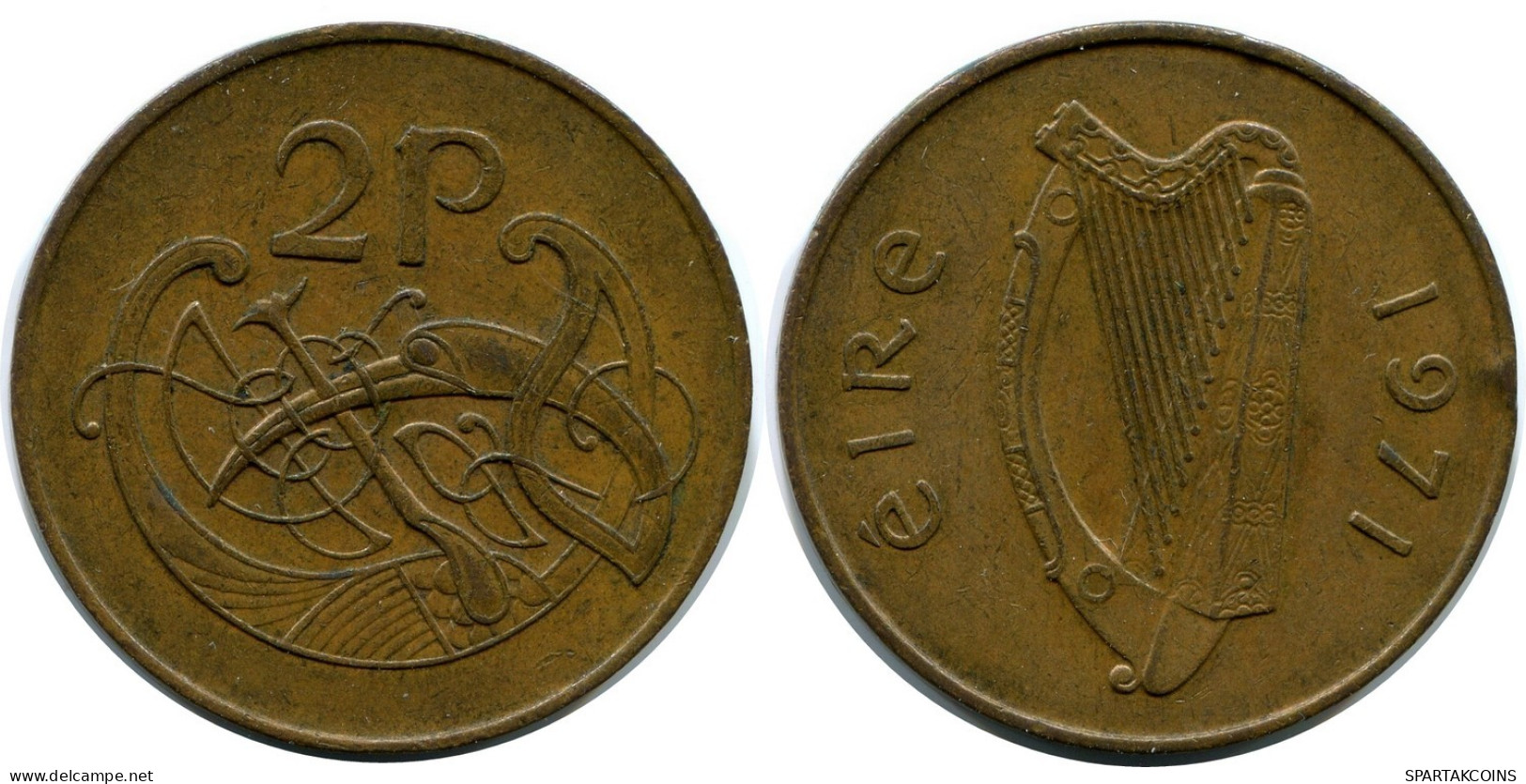 2 PENCE 1971 IRLAND IRELAND Münze #AY671.D.A - Irland