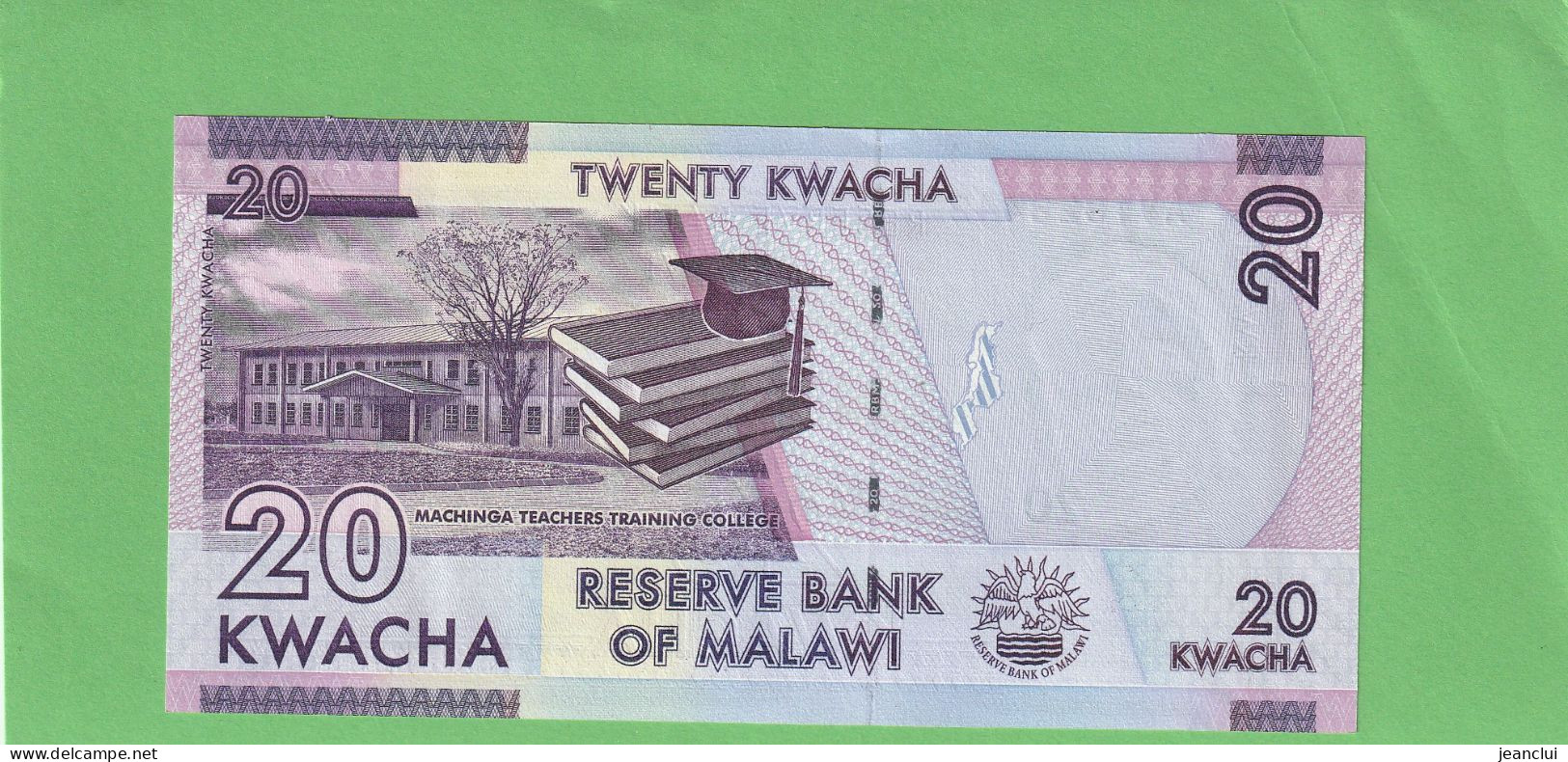 RESERVE BANK OF MALAWI  .  20 KWACHA  .  1-1-2015   .  N°  AV 1823442   .  2 SCANNES  .  ETAT LUXE  .  UNC - Malawi