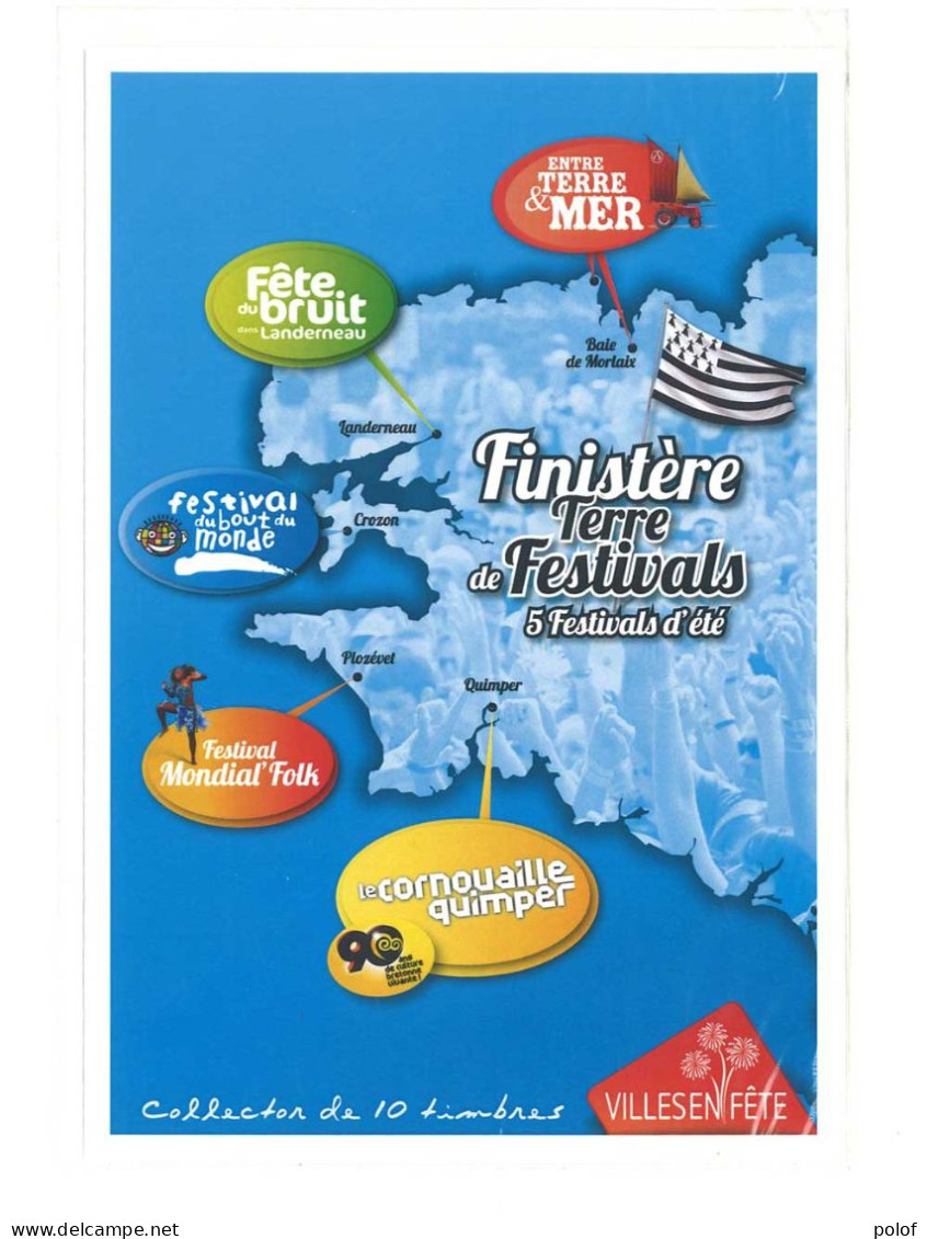 COLLECTOR - Finistère Terre De Festivals - 10 Timbres Autocollants - (Lettre Verte)  Sous Blister  (C 101) - Collectors