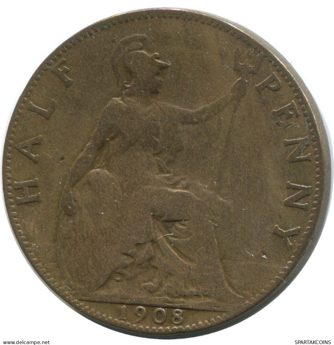 HALF PENNY 1908 UK GREAT BRITAIN Coin #AG789.1.U.A - C. 1/2 Penny