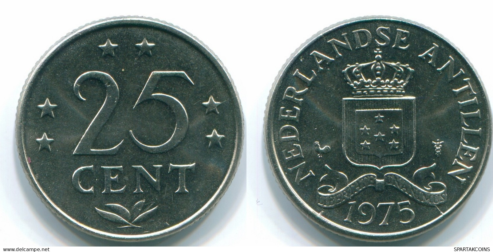 25 CENTS 1975 ANTILLAS NEERLANDESAS Nickel Colonial Moneda #S11619.E.A - Nederlandse Antillen