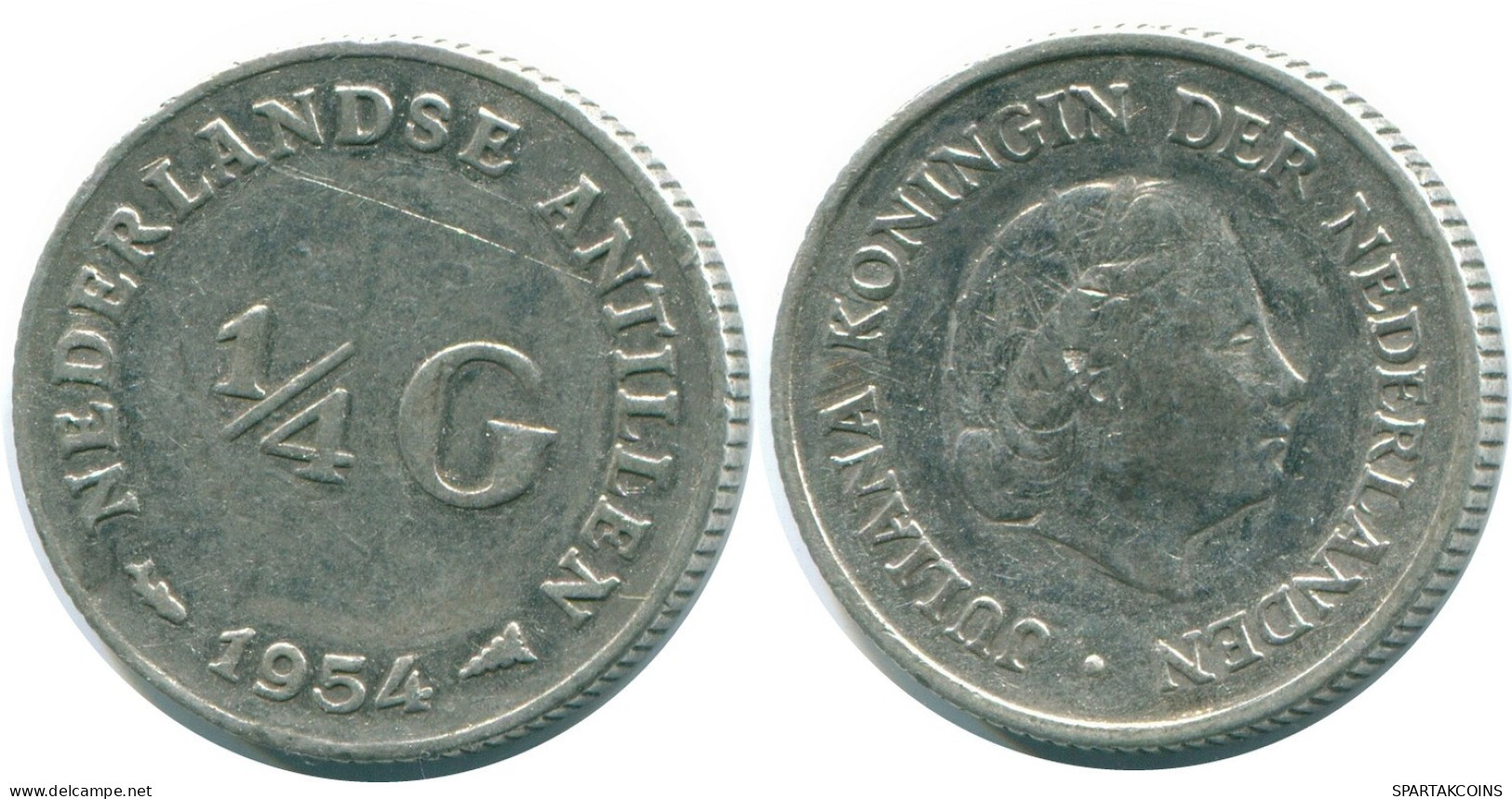 1/4 GULDEN 1954 ANTILLAS NEERLANDESAS PLATA Colonial Moneda #NL10866.4.E.A - Nederlandse Antillen