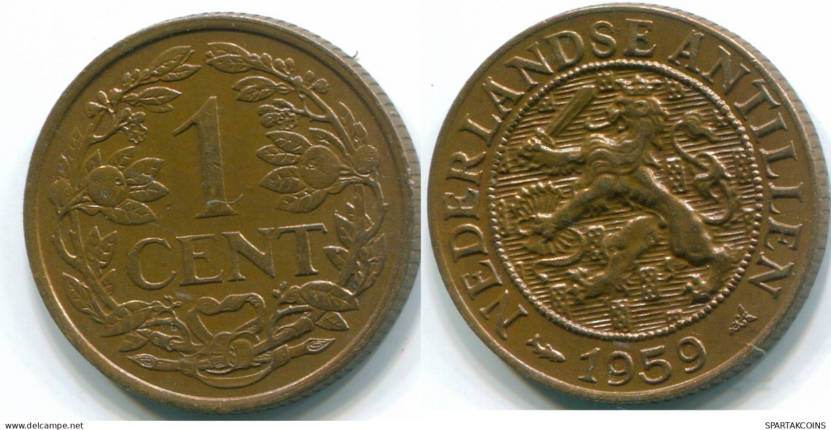 1 CENT 1959 NETHERLANDS ANTILLES Bronze Fish Colonial Coin #S11044.U.A - Nederlandse Antillen