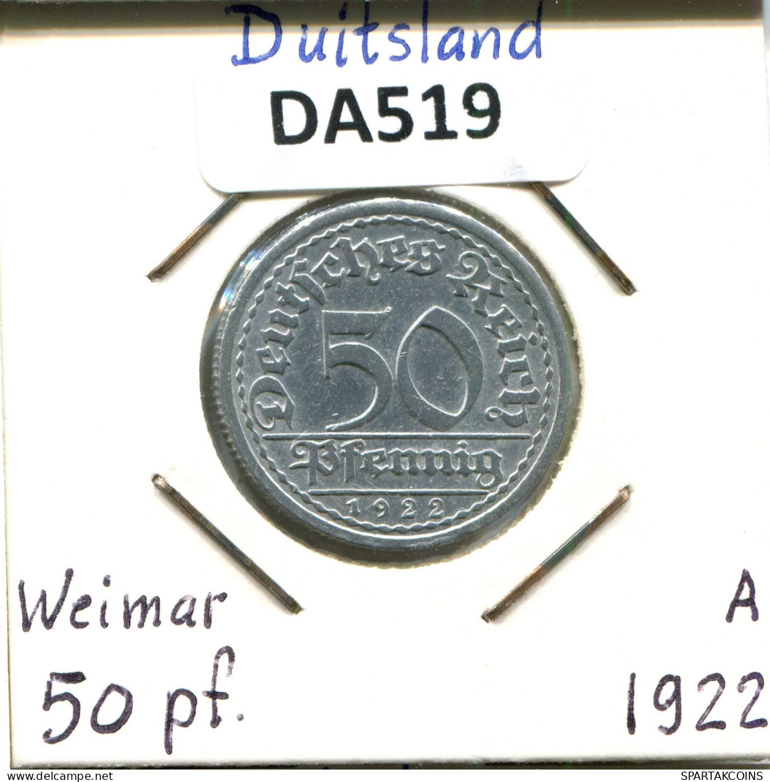 50 PFENNIG 1922 A DEUTSCHLAND Münze GERMANY #DA519.2.D.A - 50 Renten- & 50 Reichspfennig