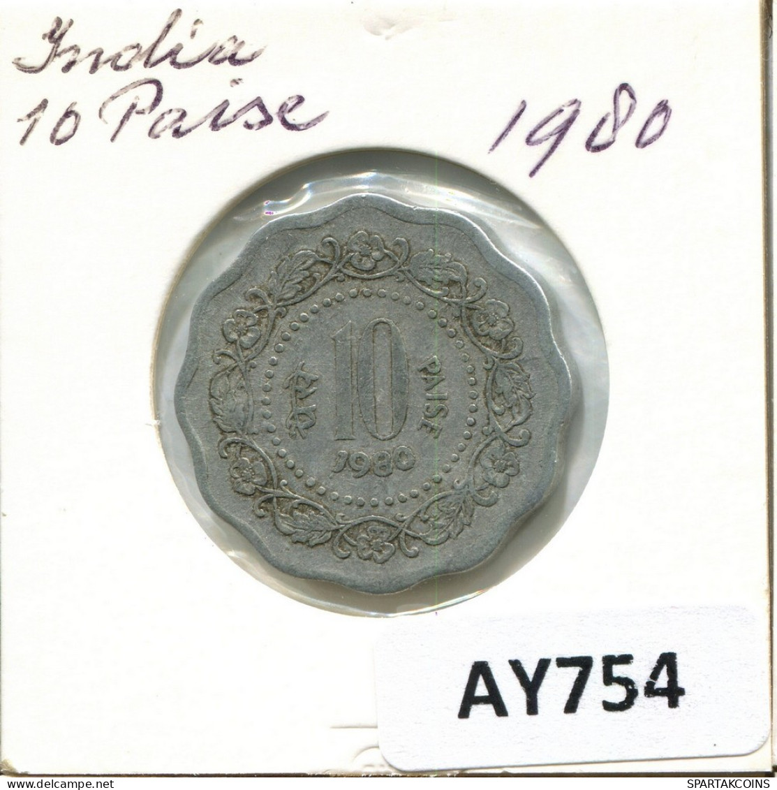 10 PAISE 1980 INDIA Moneda #AY754.E.A - India