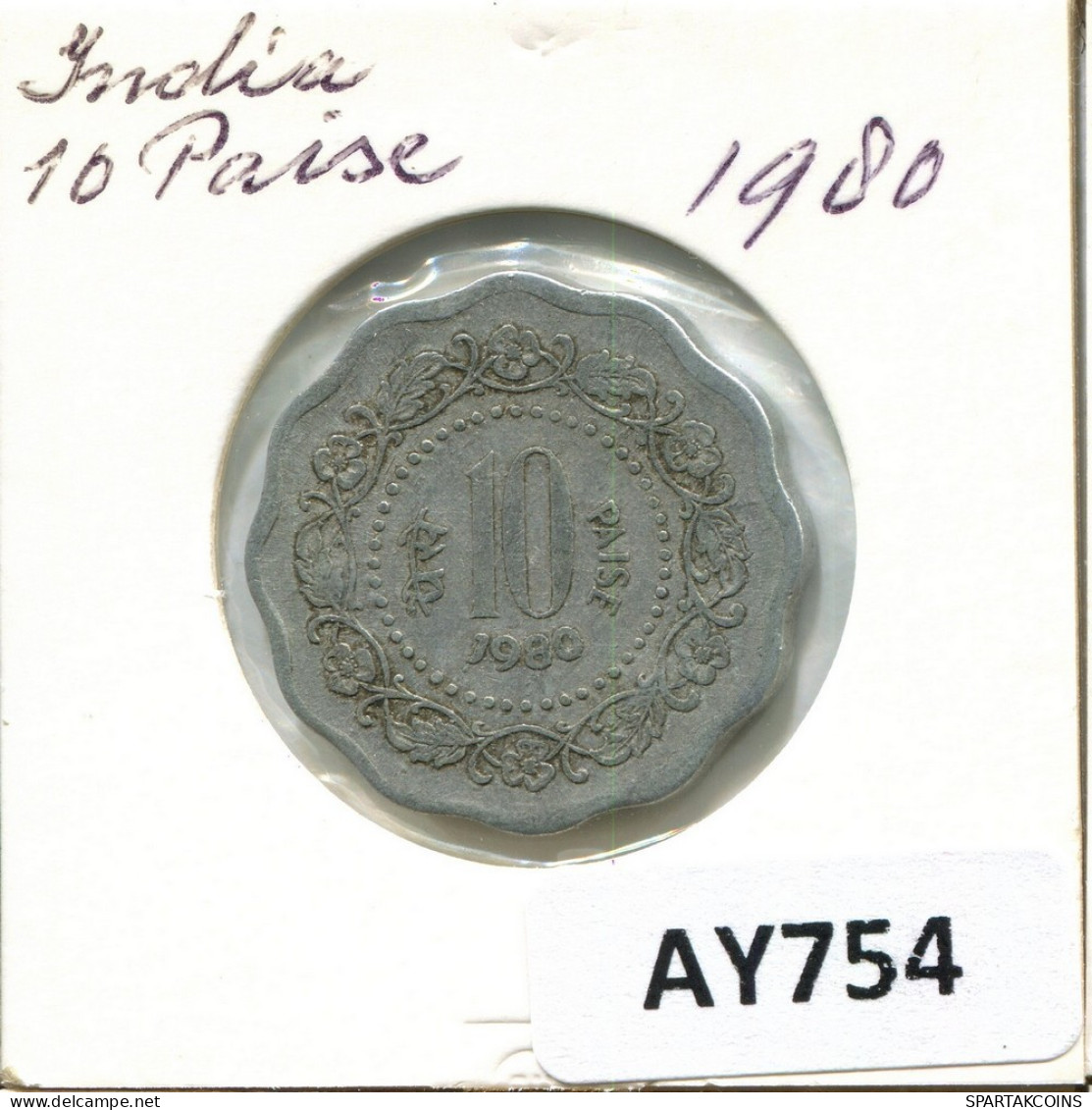 10 PAISE 1980 INDIA Moneda #AY754.E.A - Indien