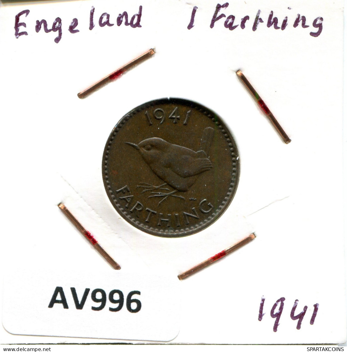 FARTHING 1941 UK GBAN BRETAÑA GREAT BRITAIN Moneda #AV996.E.A - B. 1 Farthing