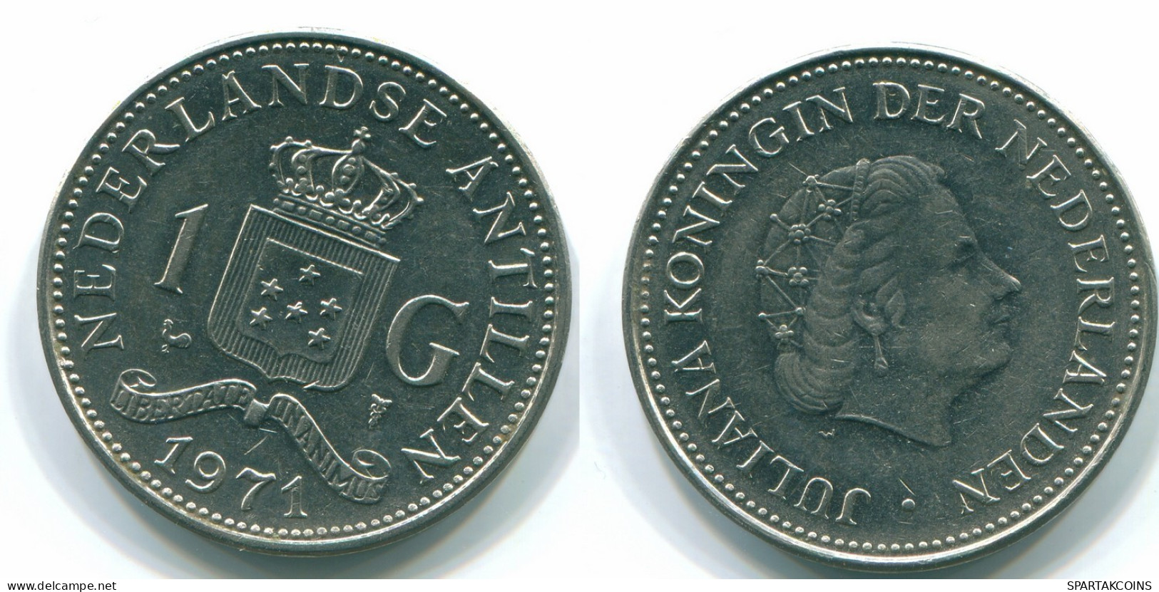 1 GULDEN 1971 ANTILLAS NEERLANDESAS Nickel Colonial Moneda #S11990.E.A - Antilles Néerlandaises
