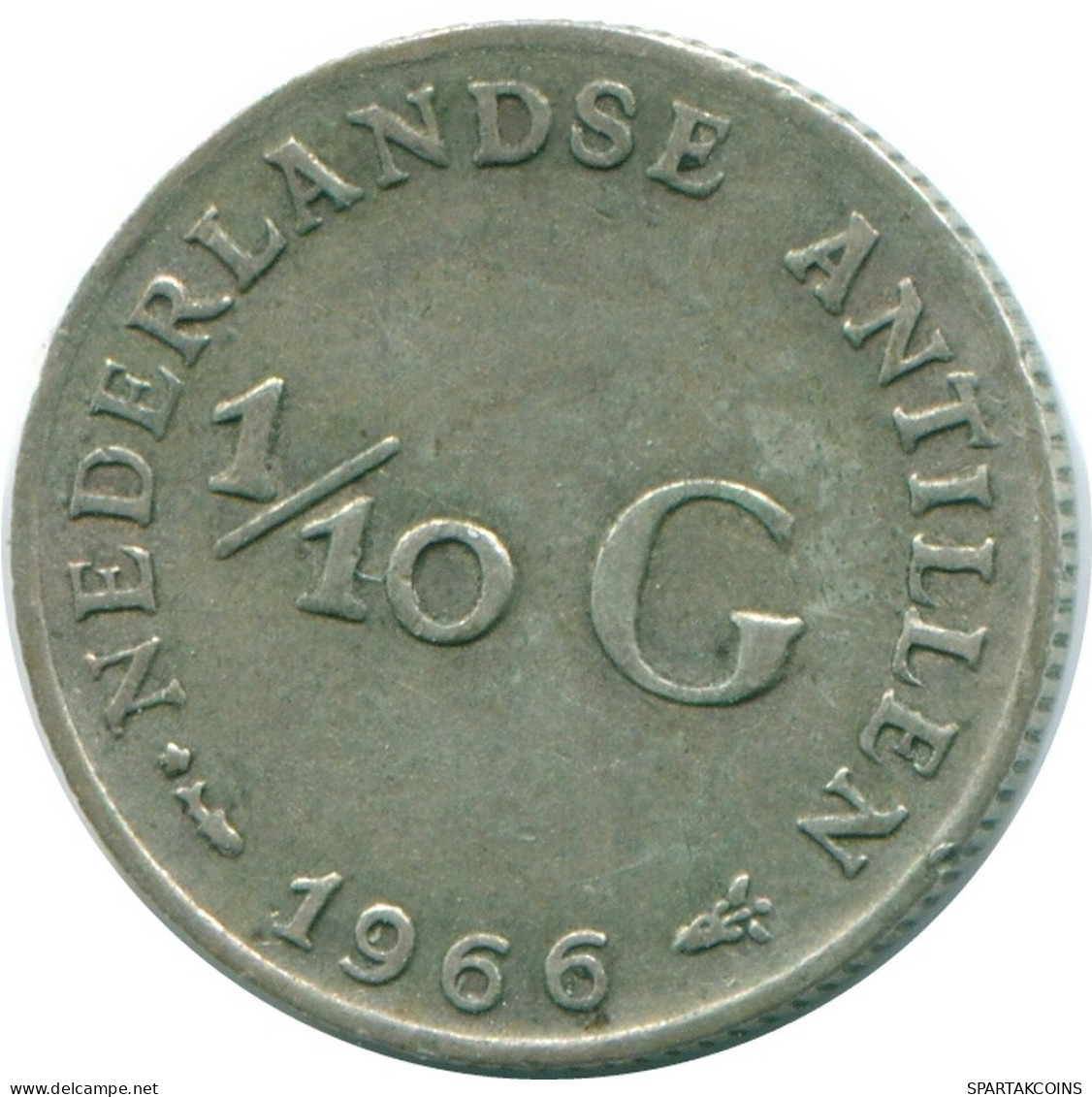 1/10 GULDEN 1966 ANTILLAS NEERLANDESAS PLATA Colonial Moneda #NL12875.3.E.A - Antilles Néerlandaises