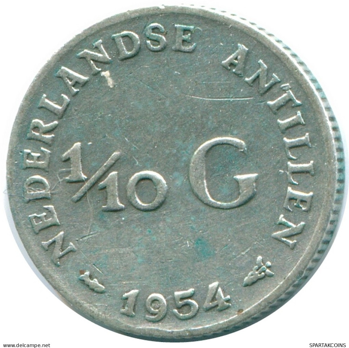 1/10 GULDEN 1954 NIEDERLÄNDISCHE ANTILLEN SILBER Koloniale Münze #NL12051.3.D.A - Antilles Néerlandaises