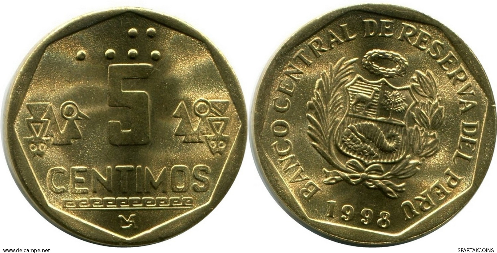 5 CENTIMOS 1998 PERU UNC Münze #M10002.D.A - Peru
