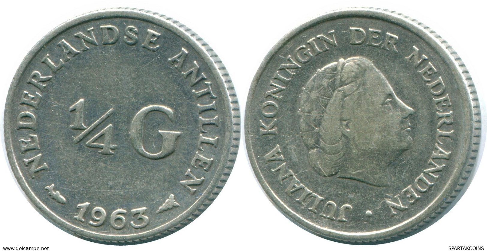 1/4 GULDEN 1962 NIEDERLÄNDISCHE ANTILLEN SILBER Koloniale Münze #NL11177.4.D.A - Nederlandse Antillen