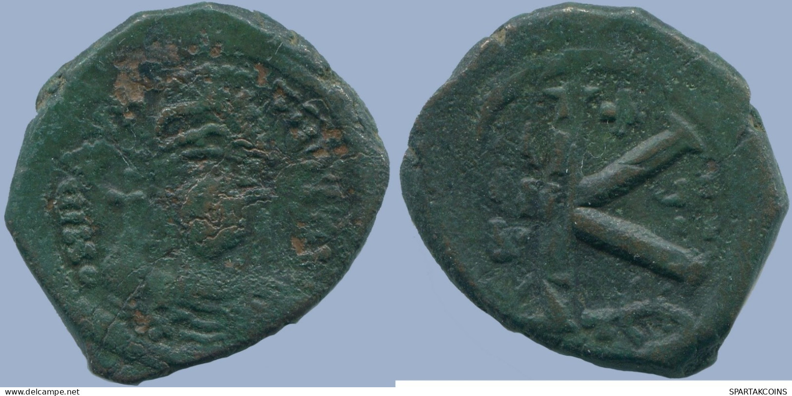 MAURICE TIBERIUS HALF FOLLIS THESSALONICA YEAR 8 6.2g/24mm #ANC13715.16.F.A - Byzantinische Münzen