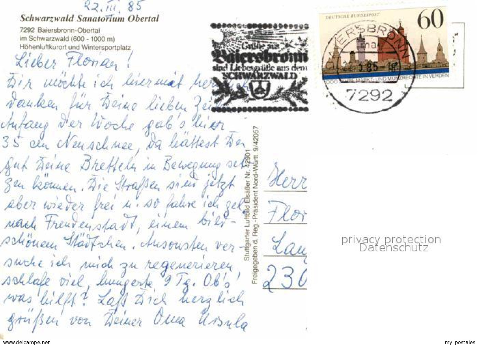 72723958 Baiersbronn Schwarzwald Fliegeraufnahme Obertal Schwarzwald-Sanatorium  - Baiersbronn