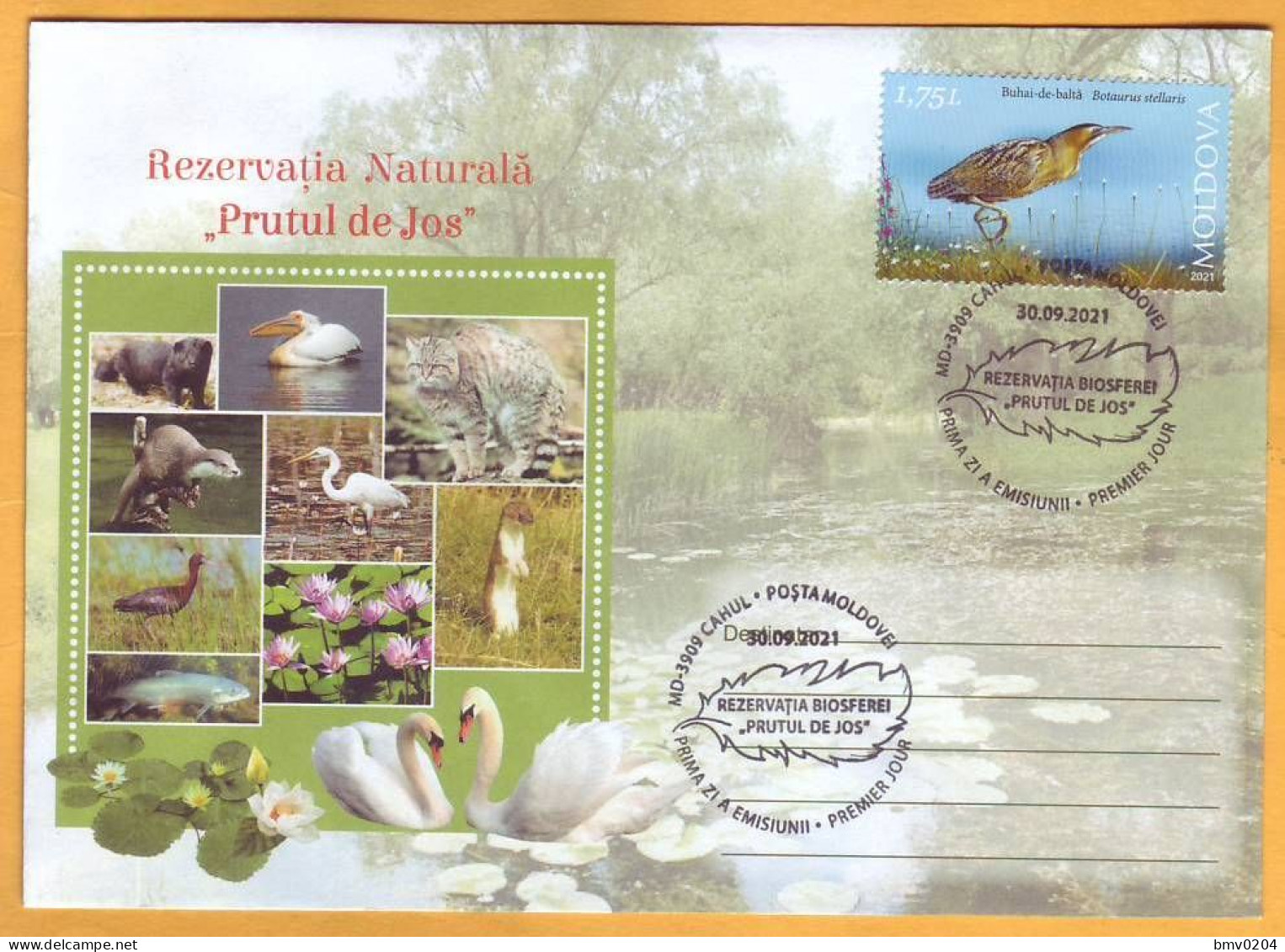 2021 Moldova Moldavie Moldau Romania Private FDC  Lower Prut ”Biosphere Reserve” Birds, Fauna 1.75 - Moldavie