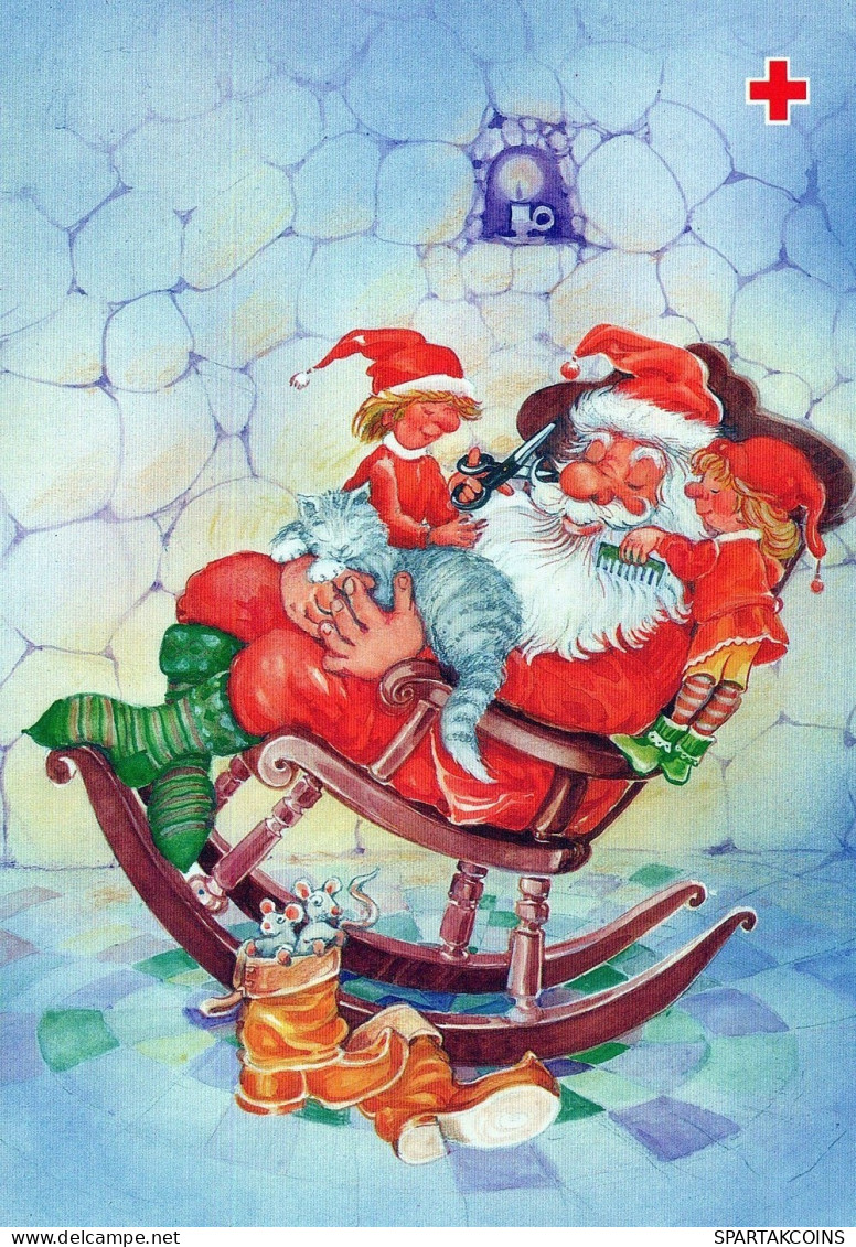 PÈRE NOËL ENFANT NOËL Fêtes Voeux Vintage Carte Postale CPSM #PAK344.A - Santa Claus