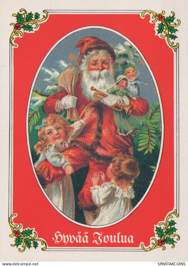 PAPÁ NOEL NIÑO NAVIDAD Fiesta Vintage Tarjeta Postal CPSM #PAK332.A - Santa Claus