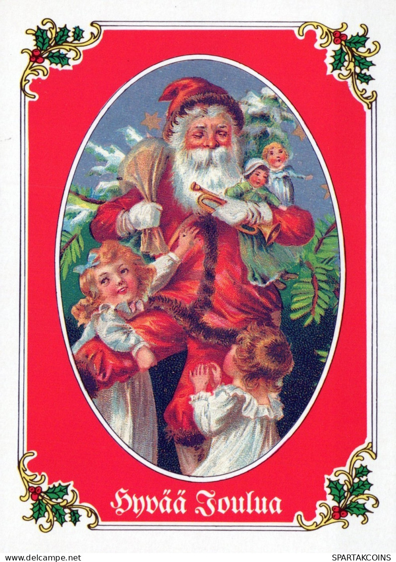 PAPÁ NOEL NIÑO NAVIDAD Fiesta Vintage Tarjeta Postal CPSM #PAK332.A - Santa Claus
