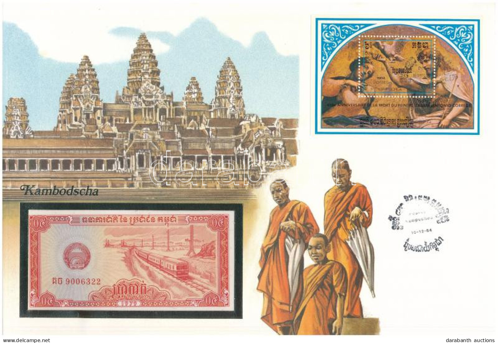 Kambodzsa 1979. 1/2R Felbélyegzett Borítékban, Bélyegzéssel T:UNC Cambodia 1979. 1/2 Riel In Envelope With Stamp And Can - Zonder Classificatie