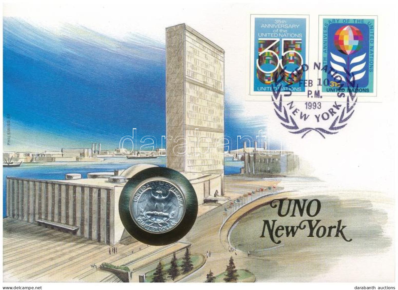 Amerikai Egyesült Államok / "ENSZ New York" 1963. 1/2$ Ag Felbélyegzett Borítékban, Bélyegzéssel, Német Nyelvű Leírással - Ohne Zuordnung