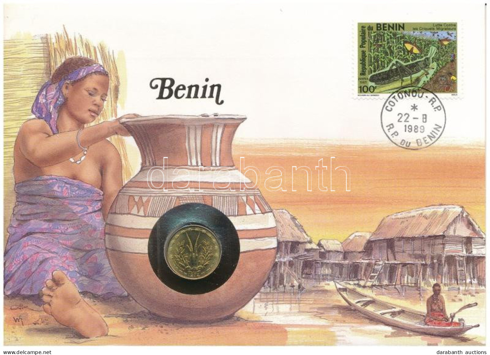 Benin Felbélyegzett Borítékban, Bélyegzéssel, Benne Nyugat Afrikai Államok 1972. 5Fr, Német Nyelvű Leírással T:UNC Benin - Ohne Zuordnung