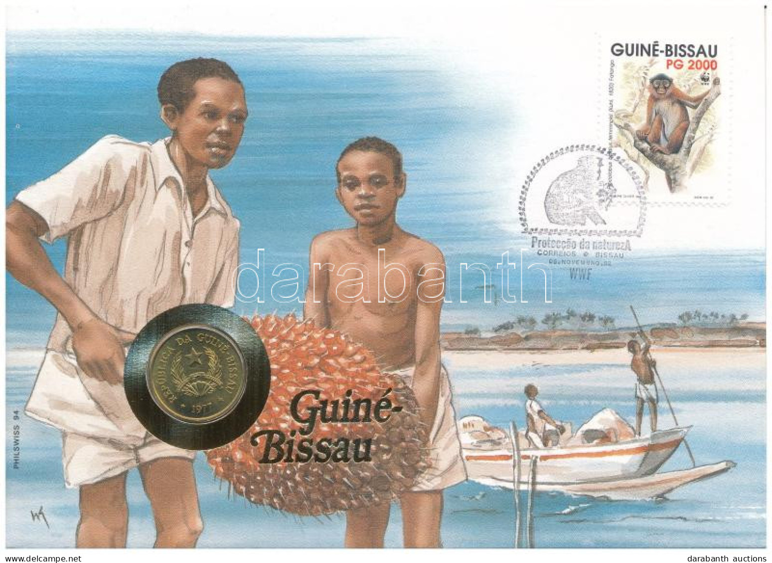 Bissau-Guinea 1977. 1P Al-Br Felbélyegzett Borítékban, Bélyegzéssel, Német Nyelvű Tájékoztatóval T:UNC Bissau-Guinea 197 - Ohne Zuordnung