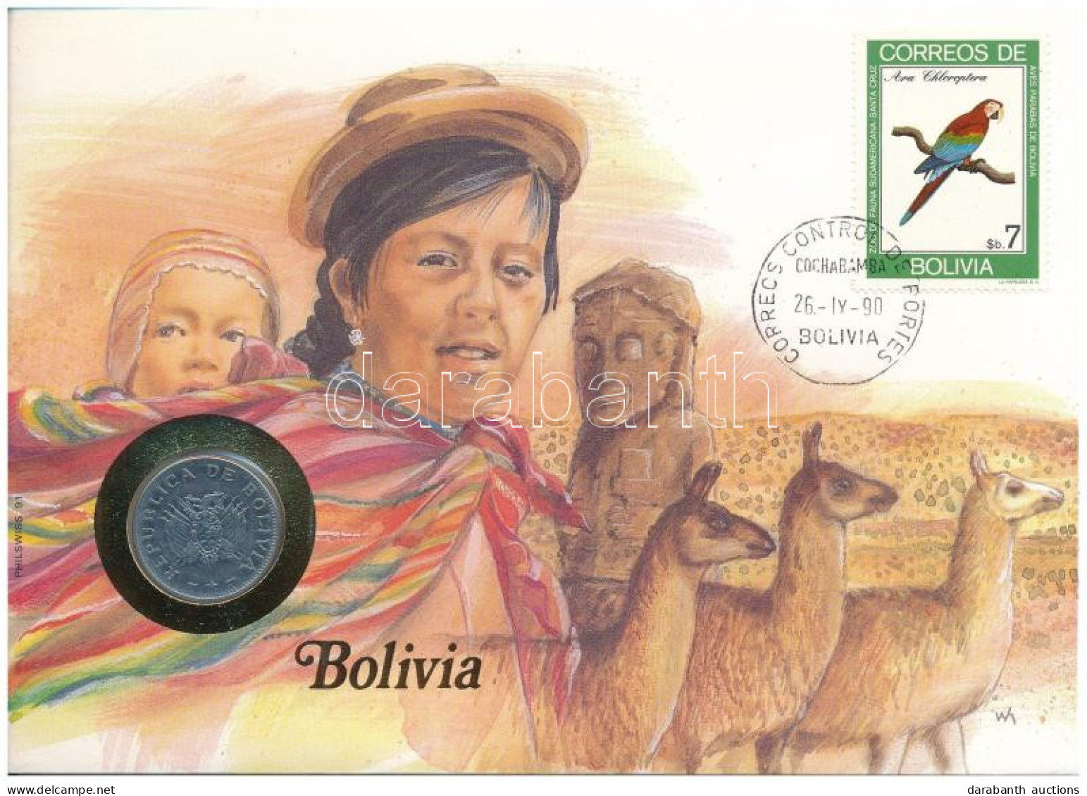 Bolívia 1987. 50c Al Felbélyegzett Borítékban, Bélyegzéssel, Német Nyelvű Tájékoztatóval T:AU Bolivia 1987. 50c Al In En - Ohne Zuordnung