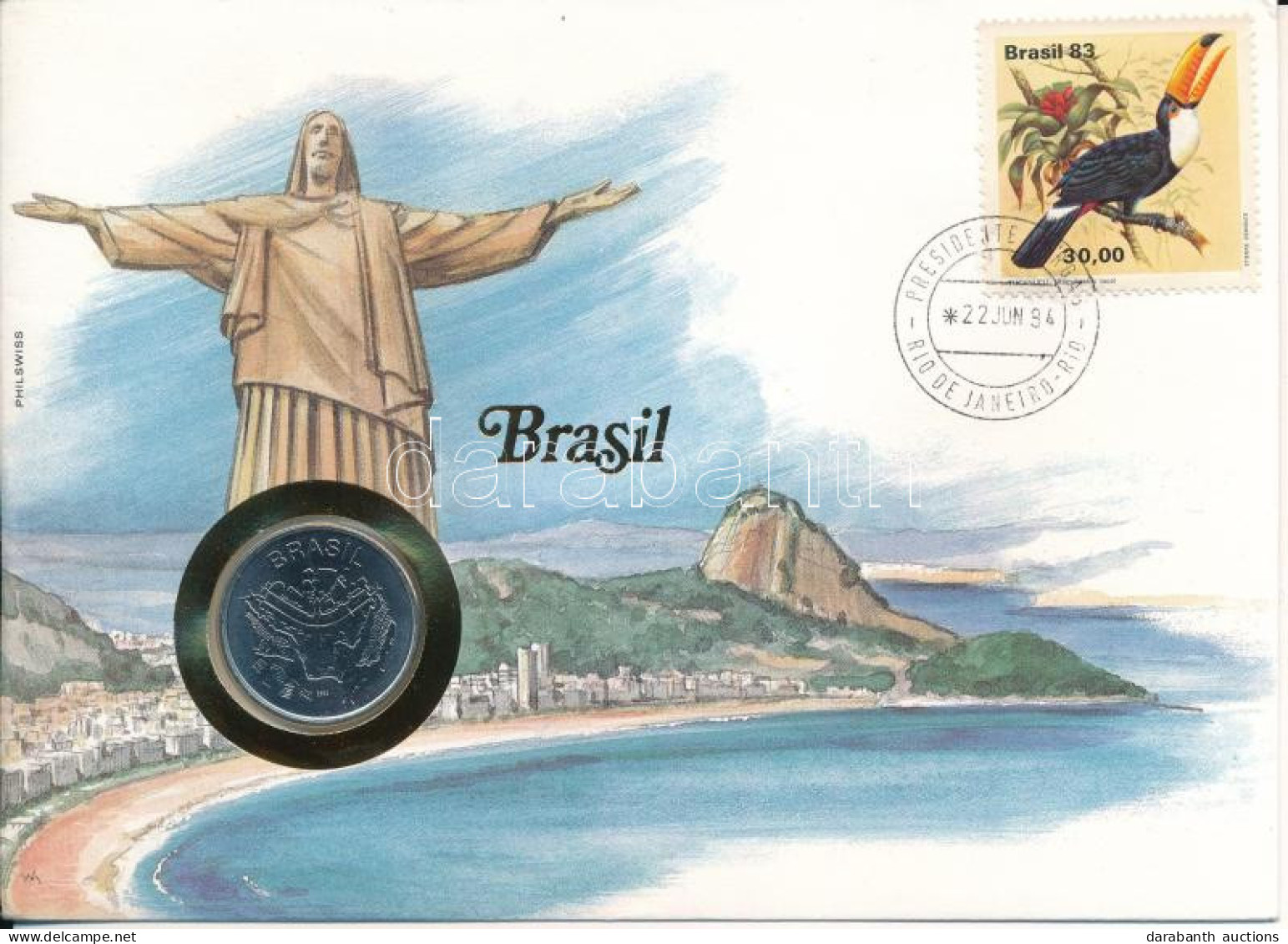 Brazília 1984. 50C Acél Felbélyegzett érmés Borítékban, Bélyegzéssel T:UNC Brasil 1984. 50 Cruzeiros Steel In Coin Envel - Ohne Zuordnung