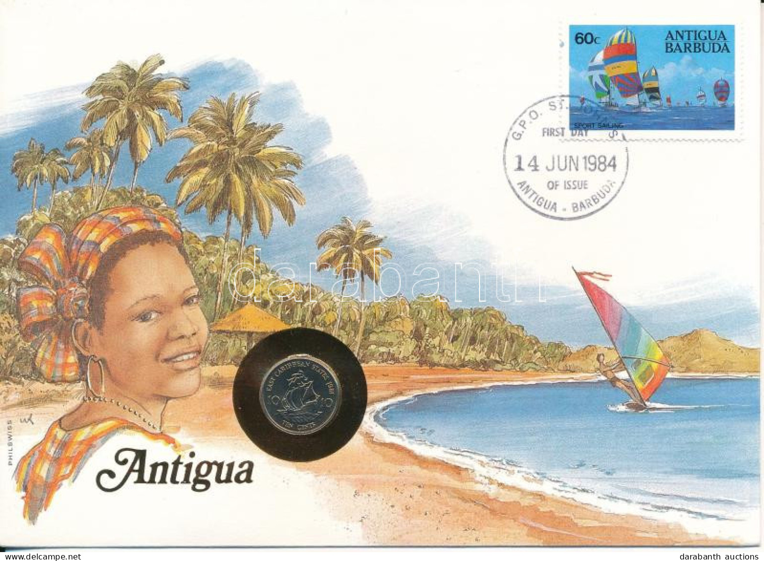 Kelet-Karibi Államok / Antigua 1981. 10c Felbélyegzett Borítékban, Bélyegzéssel T:UNC East Caribbean States / Antigua 19 - Non Classés