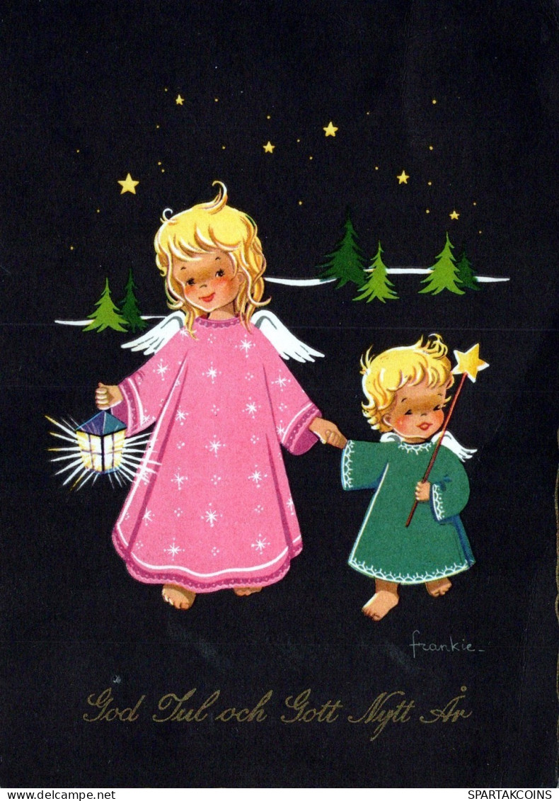 ENGEL WEIHNACHTSFERIEN Feiern & Feste Vintage Ansichtskarte Postkarte CPSM #PAH940.A - Angels