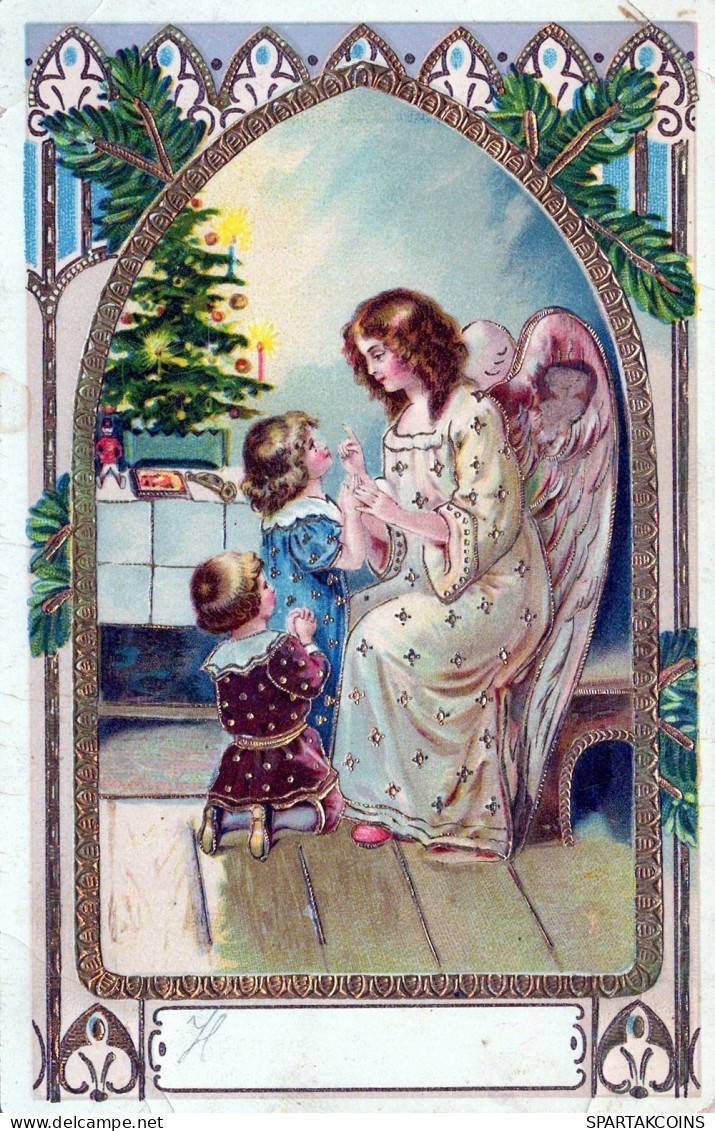 ANGEL CHRISTMAS Holidays Vintage Postcard CPSMPF #PAG703.A - Angels