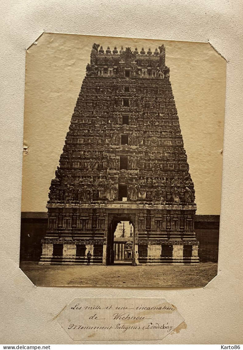 Pondichery , India Inde * Mille Et Une Incarnation Wichnou * Grande Photo Albuminée Circa 1885/1910 Format 20x16cm - India