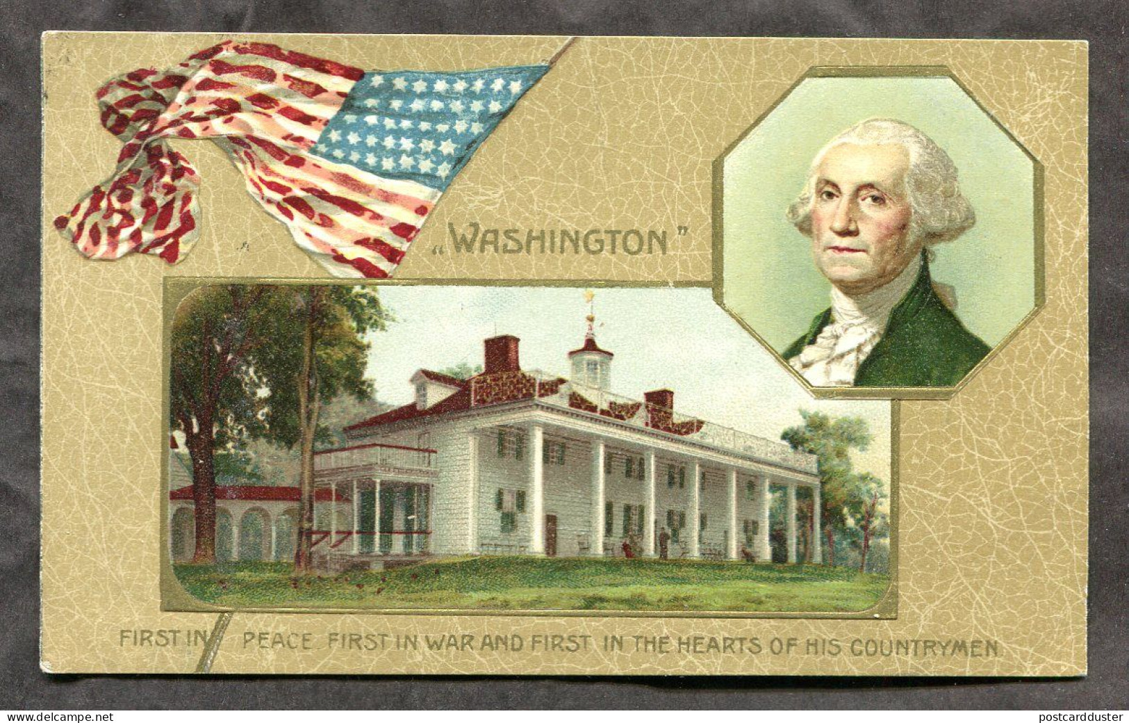 GEORGE WASHINGTON Portrait & House 1909 Patriotic By Winsch (h280) - Präsidenten