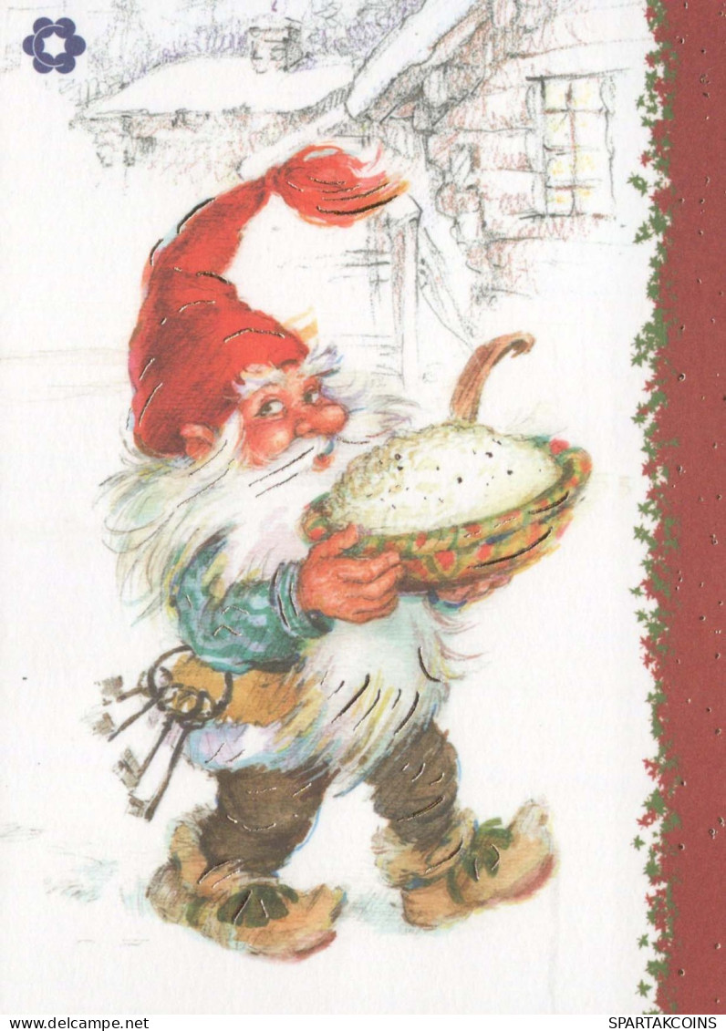 BABBO NATALE Buon Anno Natale GNOME Vintage Cartolina CPSM #PAU503.A - Kerstman