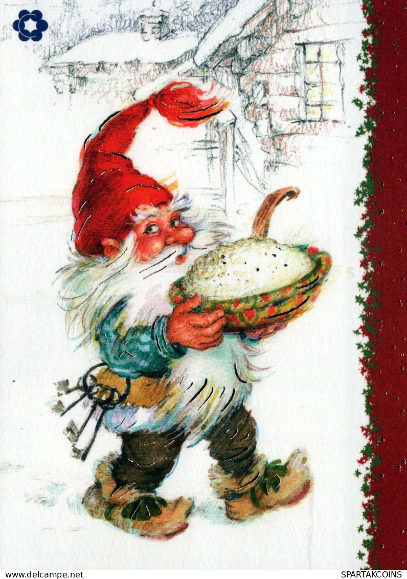 BABBO NATALE Buon Anno Natale GNOME Vintage Cartolina CPSM #PAU503.A - Kerstman