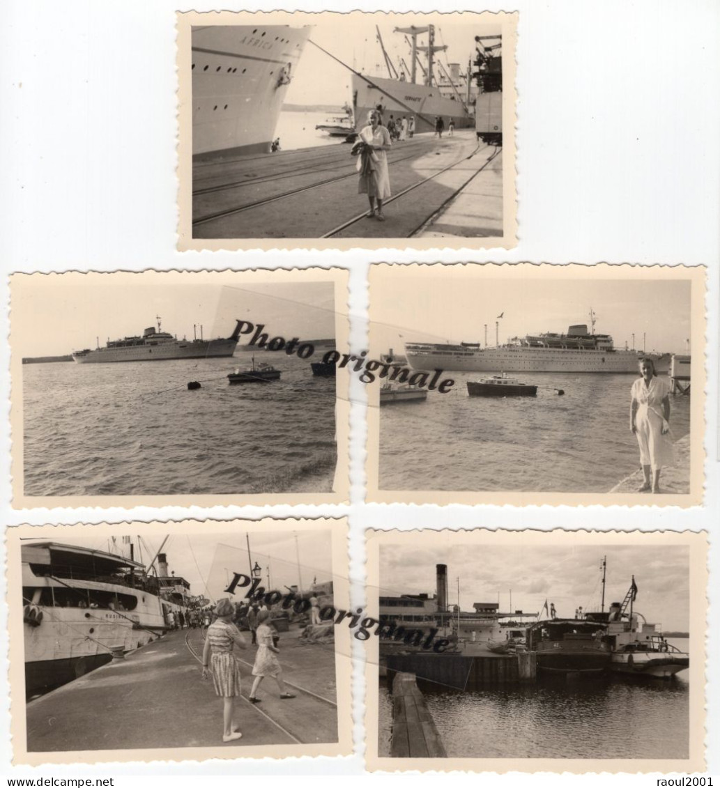 Lot De 5 Photos Originales - Ship Bateau Paquebot Remorqueur Etc... Nom De Bateaux : Tervaete - Africa Etc à Identifier - Other & Unclassified