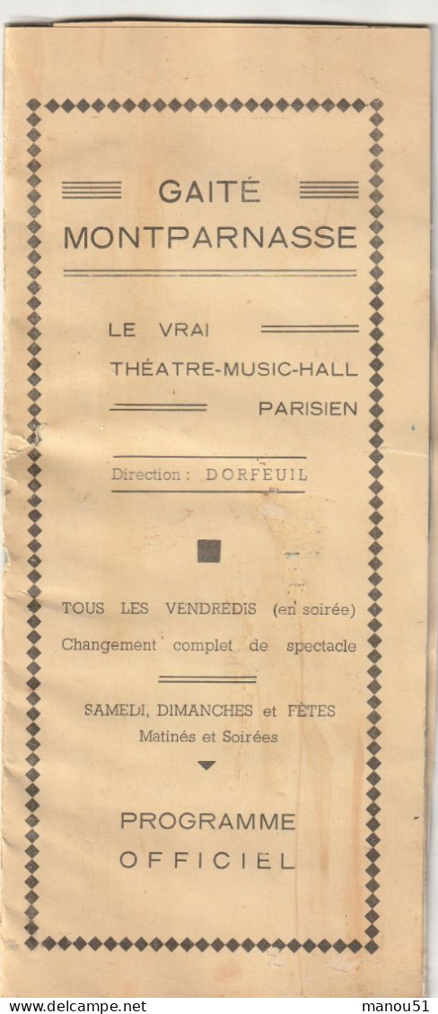 GAITE MONTPARNASSE - Théâtre Music Hall Parisien - Lot De 4 Programmes - Janvier 1941 - Avec Dédicaces Des Artistes - Programmes