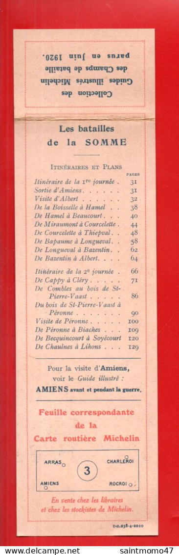 MARQUE-PAGES . " LES GUIDES MICHELIN DES CHAMPS DE BATAILLE " . LES BATAILLES DE LA SOMME - Réf. N°117 E - - Marcapáginas