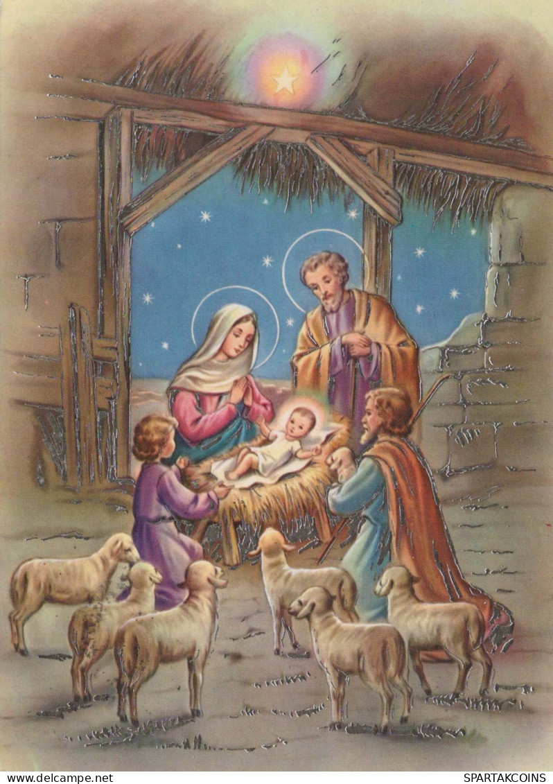 Vergine Maria Madonna Gesù Bambino Natale Religione Vintage Cartolina CPSM #PBB804.A - Maagd Maria En Madonnas