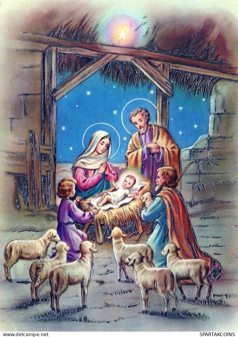 Vergine Maria Madonna Gesù Bambino Natale Religione Vintage Cartolina CPSM #PBB804.A - Virgen Maria Y Las Madonnas