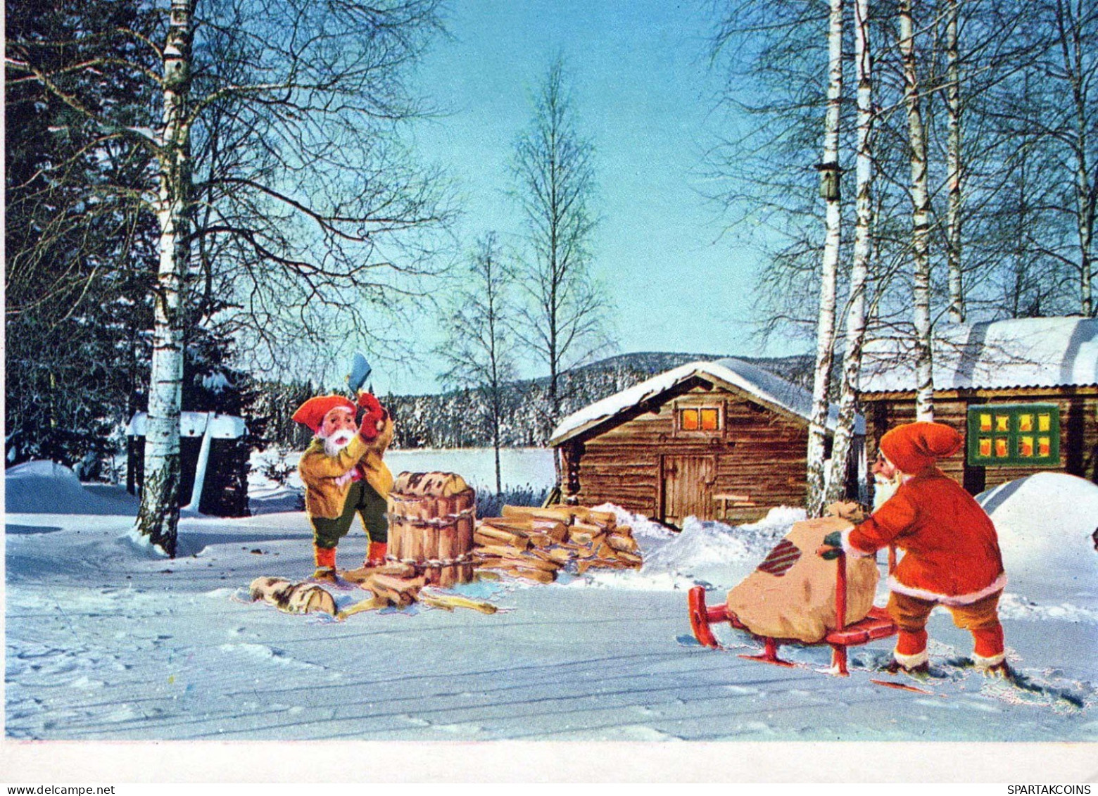 SANTA CLAUS Happy New Year Christmas GNOME Vintage Postcard CPSM #PBB037.A - Santa Claus