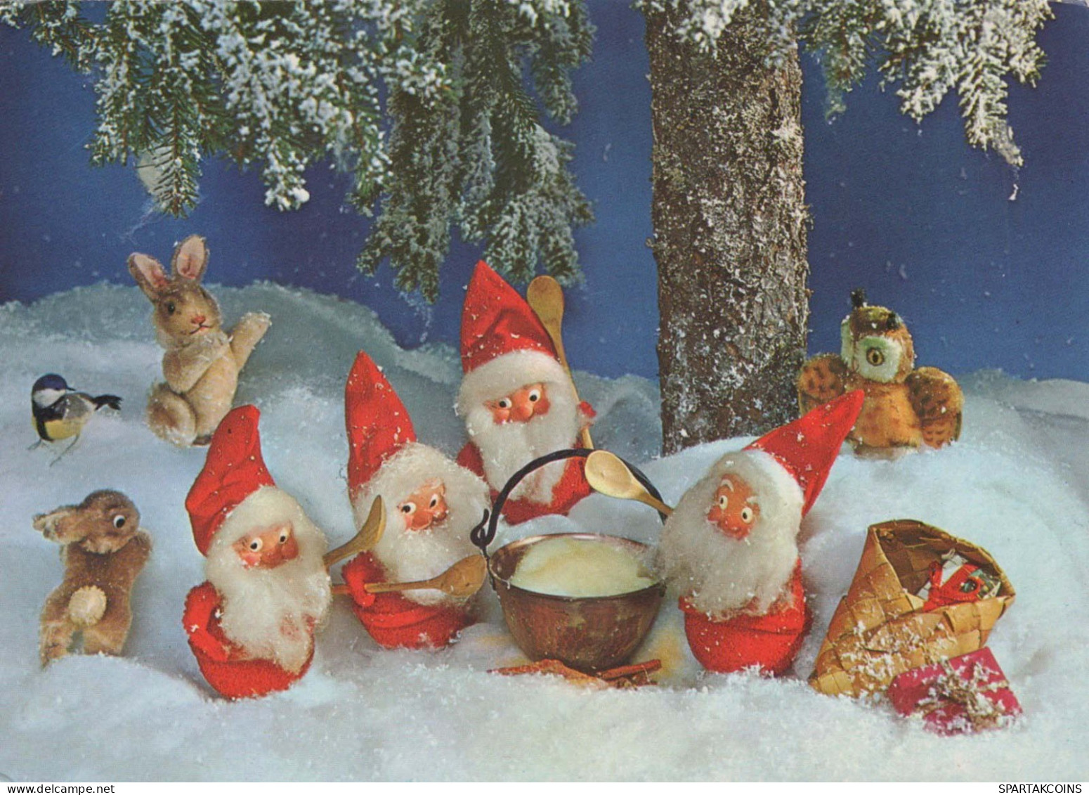 PÈRE NOËL Bonne Année Noël GNOME Vintage Carte Postale CPSM #PBA979.A - Santa Claus